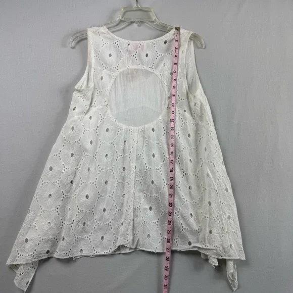 Platinum Tunic Top Womens Small Medium White Eyelet Embroidery Lagenlook NEW - Picture 7 of 12